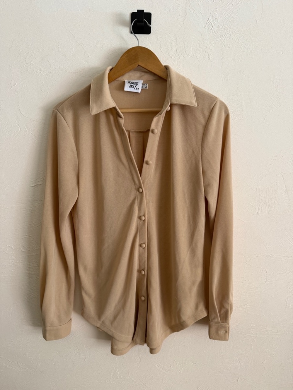 Princess Polly Neutral Tan Button-Up Shirt